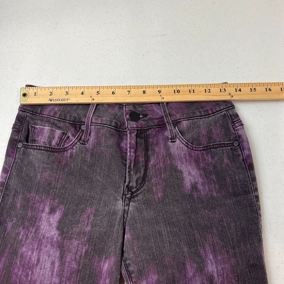 Gray Saks Fifth Avenue Skinny Jeans Actual 26W Ikat Plum Mid Rise‎ Denim - Picture 7 of 14